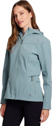 Avalanche Womens Midweight Soft Shell Fleece Lined Jacket With Hood And Pockets, Lead Blue W/ Microfleece, XL