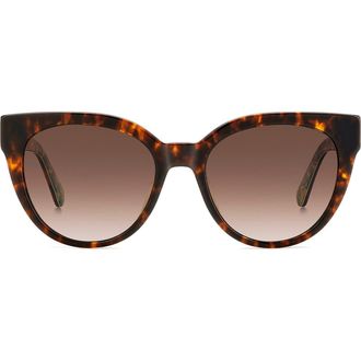 Kate Spade New York Javana 54mm Polarized Round Cat Eye Sunglasses in Havana at Nordstrom Rack