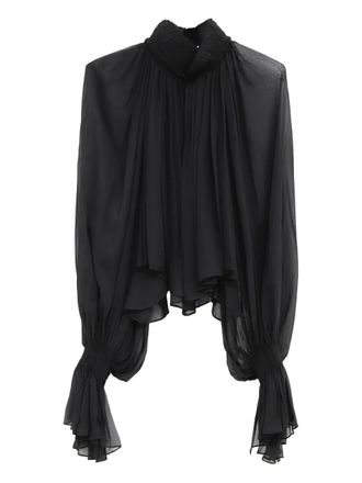 Khaite Durer ruffled high-neck top - Black