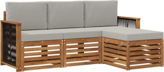 vidaXL Conjunto De Sof&aacute;s De Exterior 4 Uds. Natural Y Gris Claro Vidaxl