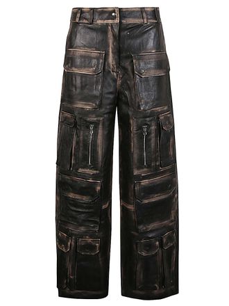 FERMAS Womens Leather Cargo Trousers