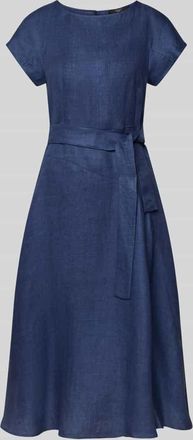 Max Mara Tailliertes Freizeitkleid aus reinem Leinen Modell ESORDIO in Dunkelblau, Gr&ouml;&szlig;e 34