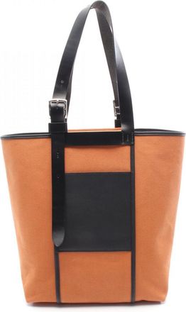 Herm&egrave;s Black Brown Leather Tote Bag (Pre-Owned)