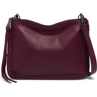 Aim&eacute;e Famous Double Zip Leather Crossbody Bag in Berry at Nordstrom