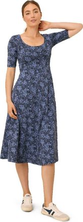 Pact Fit & Flare Signature Scoop Dress Made With Organic Cotton in Midnight Garden at Nordstrom, Size Medium