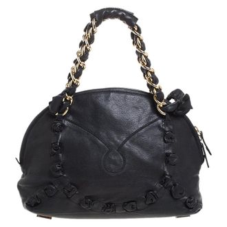 Gianfranco Ferre Black Leather Satchels
