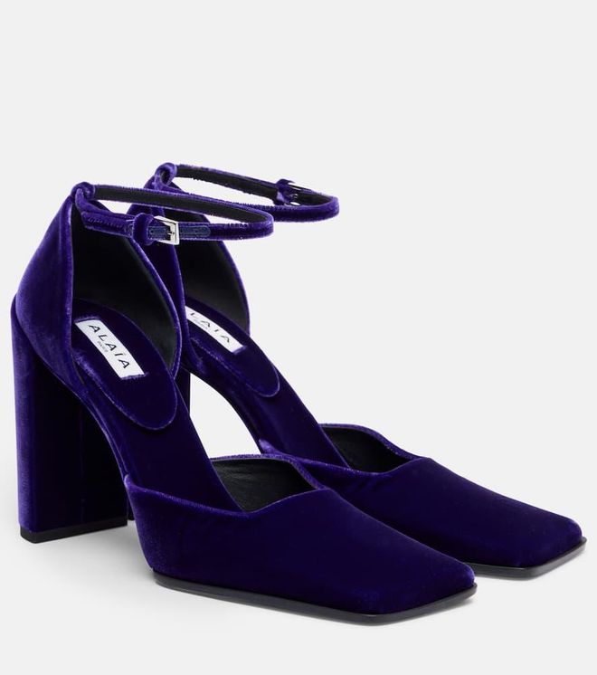 Escarpins LA REDOUTE Création Velours Cuir Violet – Taille 38 – Talons 2-7cm