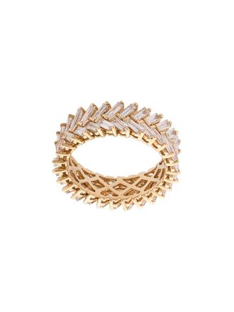 Anita Ko 18kt yellow gold diamond baguette double row ring - women - Diamond/18kt Yellow Gold - One Size