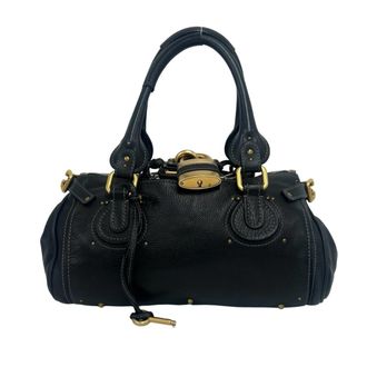 Chlo&eacute; Black Leather Boston Bag Handbag Tote Bag (Pre-Owned)