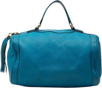 Gucci Pre-owned Handbags, female, Blue, Size: ONE SIZE Pre-owned Leather Travel Bag