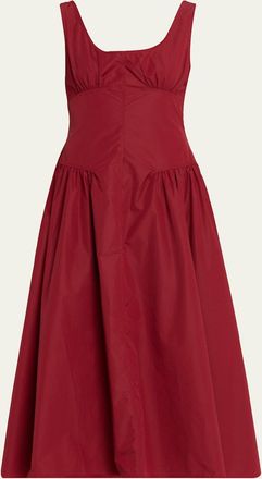 Proenza Schouler Kendal Drop-Waist Technical Cotton Midi Dress