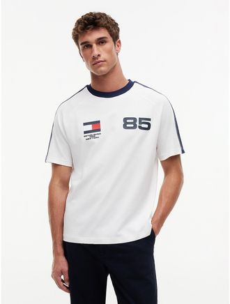 Tommy Hilfiger Mens Relaxed Fit Retro Soccer T-Shirt - White - L