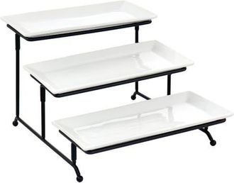 Elama 3 Tier Rectangular Plate Porcelain Serveware Set in White at Nordstrom