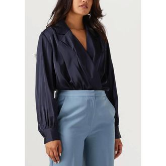 Another Label Tops, Dames, Blauw, M, Satijn, Danai Top L/S