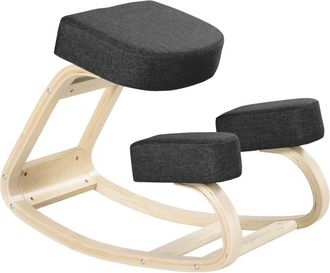 STILVORA Sedia Da Ufficio Ergonomica Inginocchiata, Struttura In Legno, Imbottitura In Schiuma, Nera