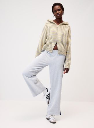 Twik Womens Striped zippered hooded Cardigan Sweater