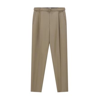 Saint Laurent Wide Trousers, male, Beige, Size: XL Pleated Wide-Leg Pants