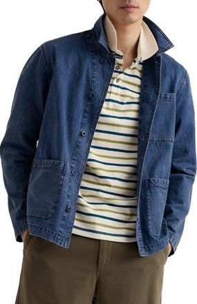 Seasalt Cornwall Balefire Stripe Organic Cotton Piqu&eacute; Polo in Duet Breton Grasshopper at Nordstrom, Size Xx-Large