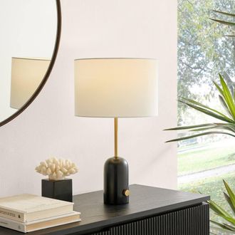 Furniturebox Joceline Black Marble Tall Dimmable Table Lamp