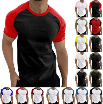 Generic Mens T-Shirts Raglan Short Sleeve Jersey Shirt Baseball Basic Tees Sportswear Casual Plain Active Shirts Classic Tops Camisas De Trabajo(Pink, L)