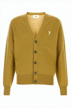 Ami Cropped Wool Cardigan With V-Neckline And Button-Down Front