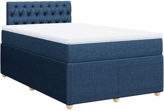 vidaXL Cama Box Spring Con Colch&oacute;n Tela Azul 120x200 Cm Vidaxl