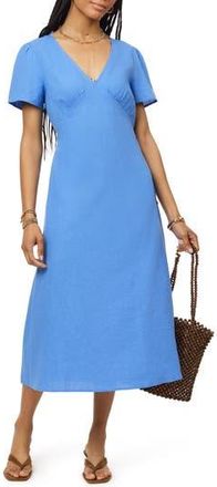 Scotch & Soda V-Neck Linen Blend Dress in Regatta at Nordstrom Rack, Size X-Small