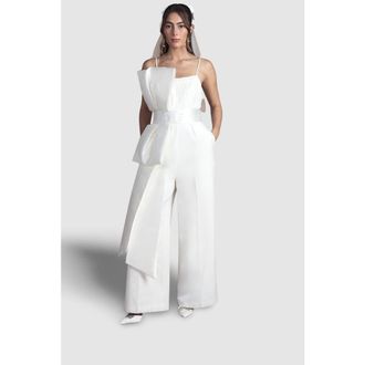 Coast Strapless Bow Wide Leg Jumpsuit in Ivory at Nordstrom, Size 10