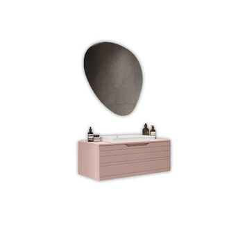 Aquadesign Mueble de ba&ntilde;o con espejo 3 piezas en mdf rosa empolvado