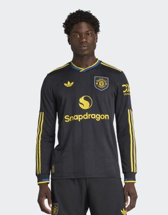 adidas adidas Performance - Manchester United 25/26 Authentic - Terza maglia nera a maniche lunghe-Nero