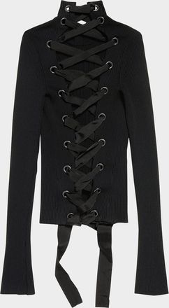 Balenciaga Laced Turtleneck Rib Sweater