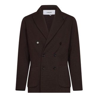 Lardini Jassen, Heren, Bruin, L, Wol, Blazer met twee knopen en opgestikte zakken