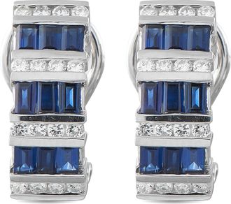 Luxury Bazaar 18K White Gold 0.35ct Diamond and Sapphire Earrings MF02-050626