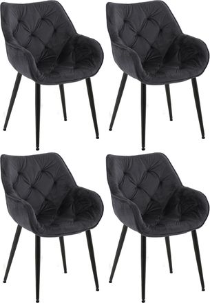 Clp Clp - Set De 4 Sillas Tanna De Sal&oacute;n En Terciopelo Negro
