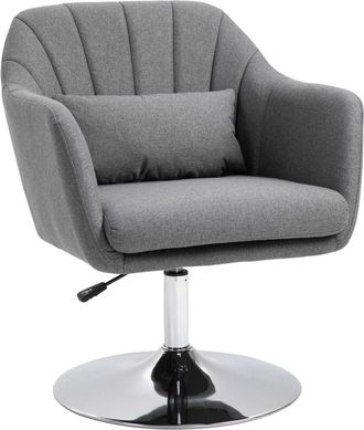 HOMCOM Homcom - Stylish Retro Linen Swivel Tub Chair Steel Frame Cushion Seat Dark Grey