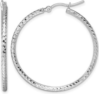 Diamond2Deal 10k Gold Diamond-cut 2mm Round Tube Hoop Earrings