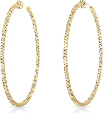 BEN ONI Thin Pave Inside Out. Hoop Earrings in Gold at Nordstrom
