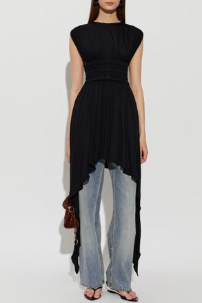 Alaia Asymmetrical Cut Dress, Womens, Black