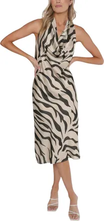 Matty M Grotto Cowl Neck Dress In Olive Print