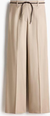 H&M Linen-blend Bootcut Trousers in Beige at Nordstrom, Size 18