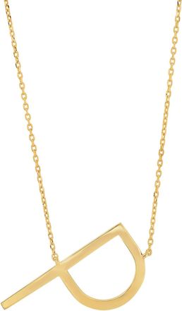 MAX + STONE 10k Yellow or White Gold Large Sideways Block Letter Initial with Cable Chain