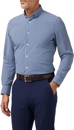Mizzen+Main Leeward Trim Fit Navy Crew Gingham Button-Up Shirt in Midnight Navy Crew Gingham at Nordstrom, Size X-Large