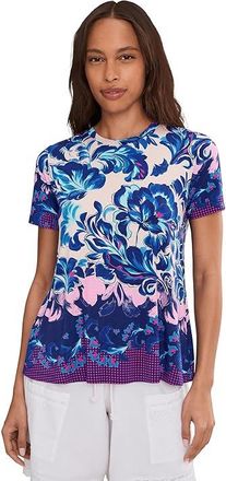 Johnny Was The Janie Favorite Short Sleeve Crew Neck Swing T-Shirts Womens Clothing Liatris Scarf : 2XL, Rayon/Spandex