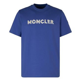 Moncler T-Shirts, male, Blue, 2XL, Crew-neck T-shirt