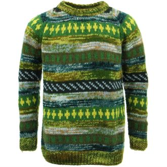 Loud Elephant Chunky Wool Knit Jumper - Abstract Green (Large)