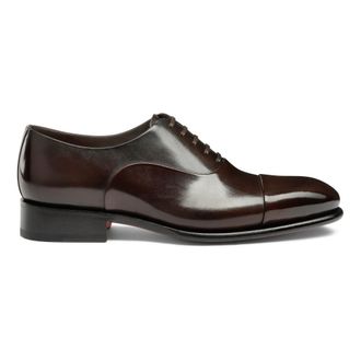 Santoni Leren Oxford Veterschoen - Heren - Nette schoenen - Bruin - 42 EU - Leer - Schoenen