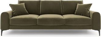 BLOOMINGLOFT 3-Sitzer Designsofa Madara mit Samtbezug - Beine Schwarz
