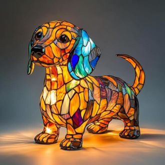 OEM L&aacute;mpara De Mesa Con Forma De Perro, Luz Nocturna Art&iacute;stica Con Tem&aacute;tica Canina, Hecha De Resina, Linda Luz Nocturna Led De Escritorio Con Tem&aacute;tica De 