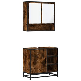 Berkfield Home 2 Piece Bathroom Furniture Set Smoked Oak Engineered Wood in Brown
