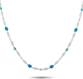 Luxury Bazaar Platinum 7.40ct Diamond and Opal Necklace MF26-012326